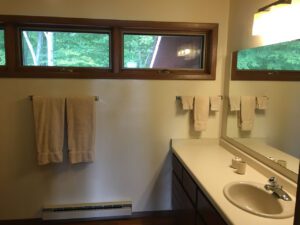 Bathroom with towels and a sink.